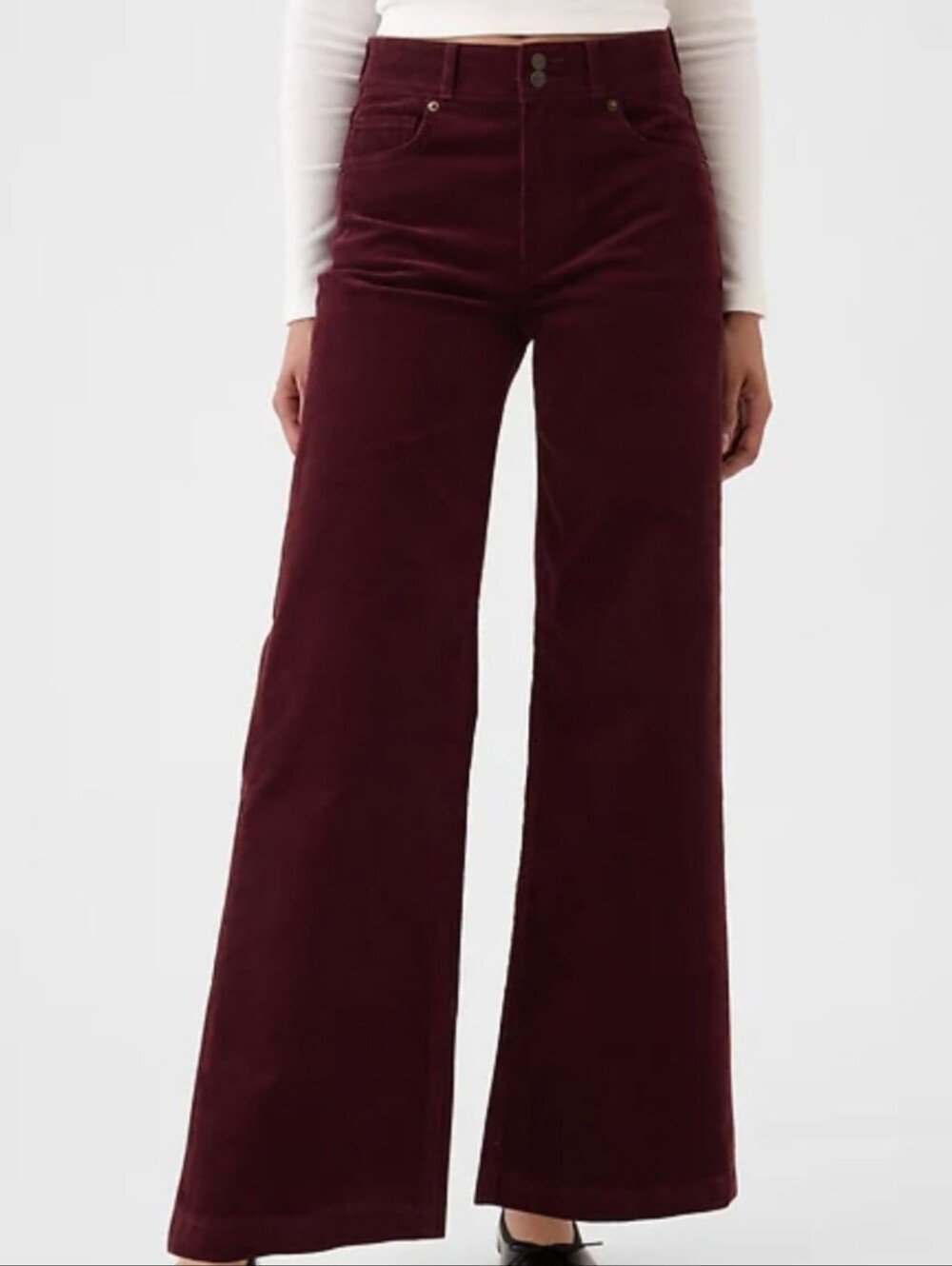 Gap High Rise Corduroy Stride Wide-Leg Pants - Maroon